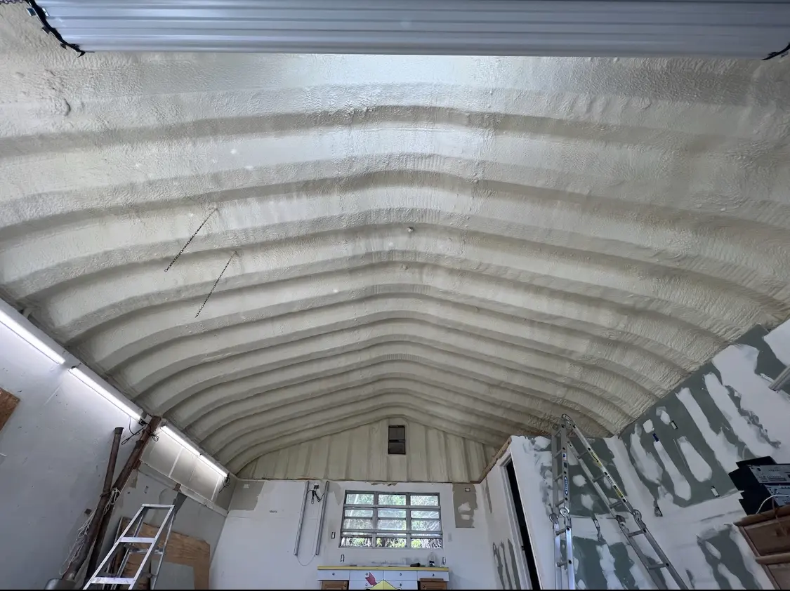 Spray polyurethane foam applied to the underside of a metal roof deck in Canonsburg